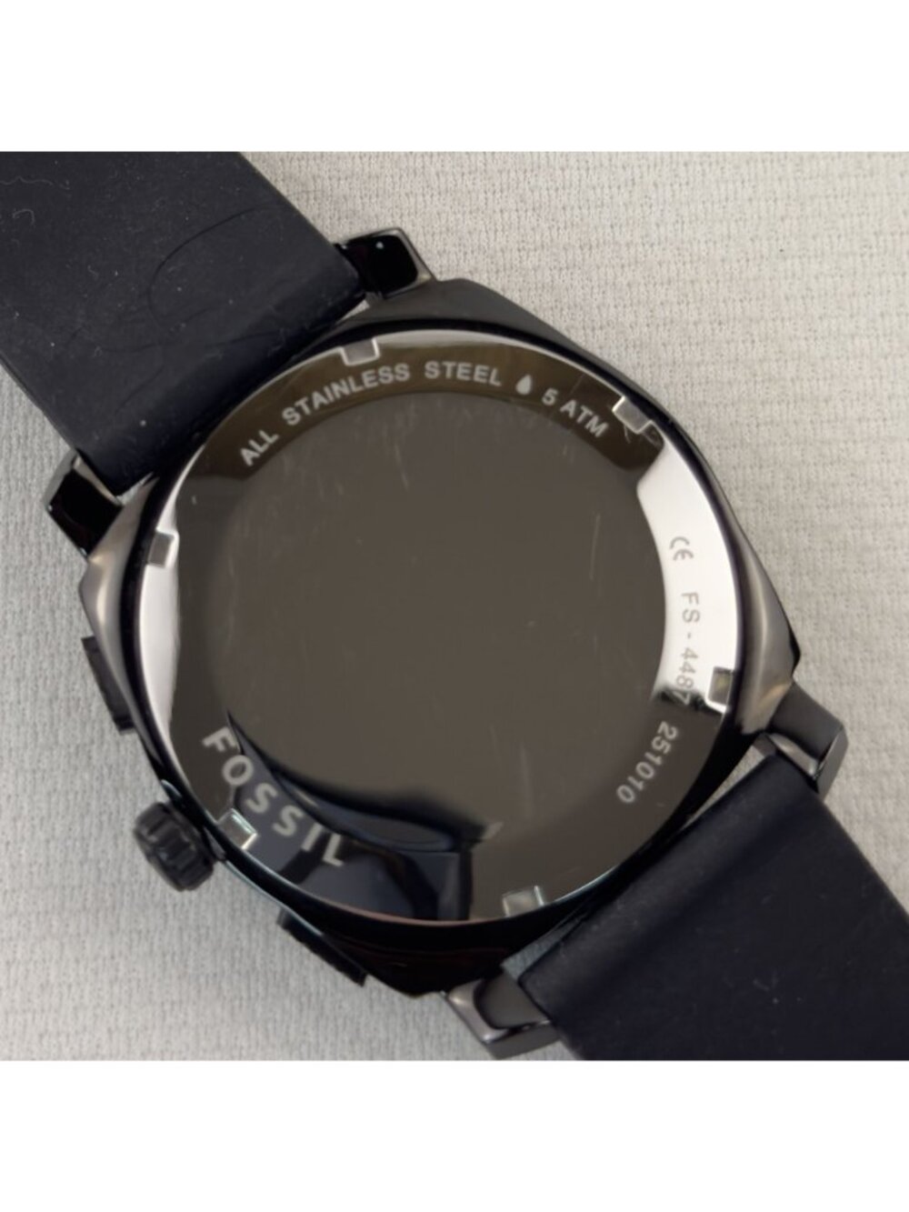 Fossil Mens Black Stainless Steel Chronograph Watch FS-4487 Silicone Strap - Picture 5 of 16